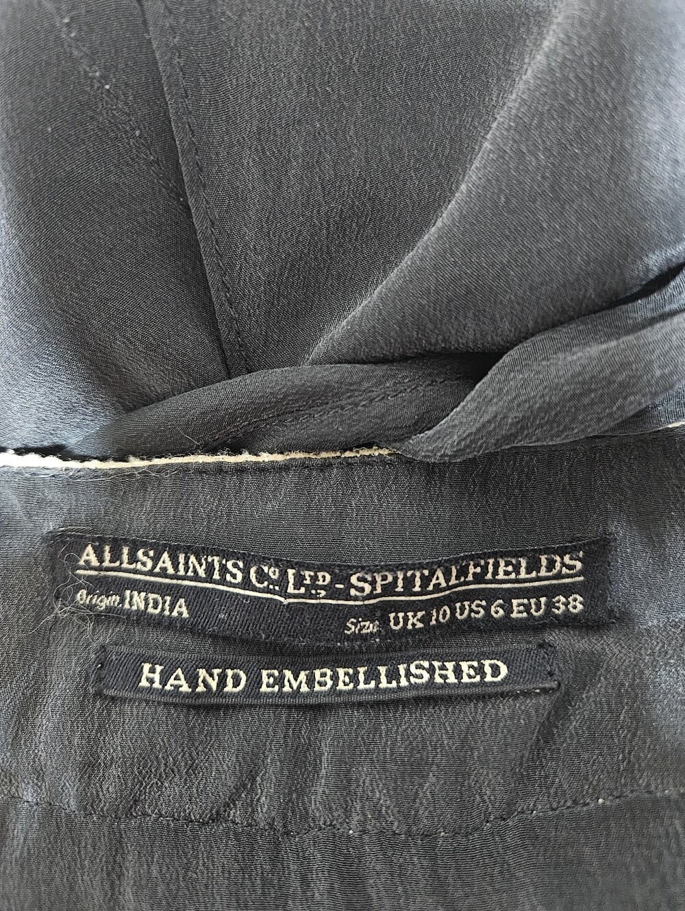 AllSaints Spitalfields Arcadian Maxi Dress Hand Embellished 100% Silk Boho - Picture 5 of 8
